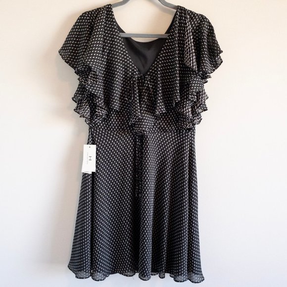H by Halston Polka Dot Flutter Sleeve Dress - Picture 6 of 13
